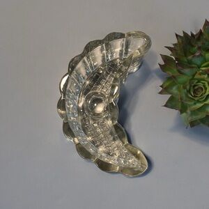 Vintage Glass moon shaped candle holder
